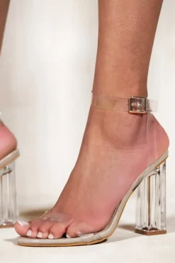 'Lillia' Perspex Block Heels With Straps