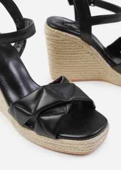 'Lima' Wide Fit Padded Cross Over Strap Espadrille Wedges