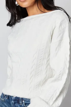 'Mable' Slash Neck Cable Knit Jumper