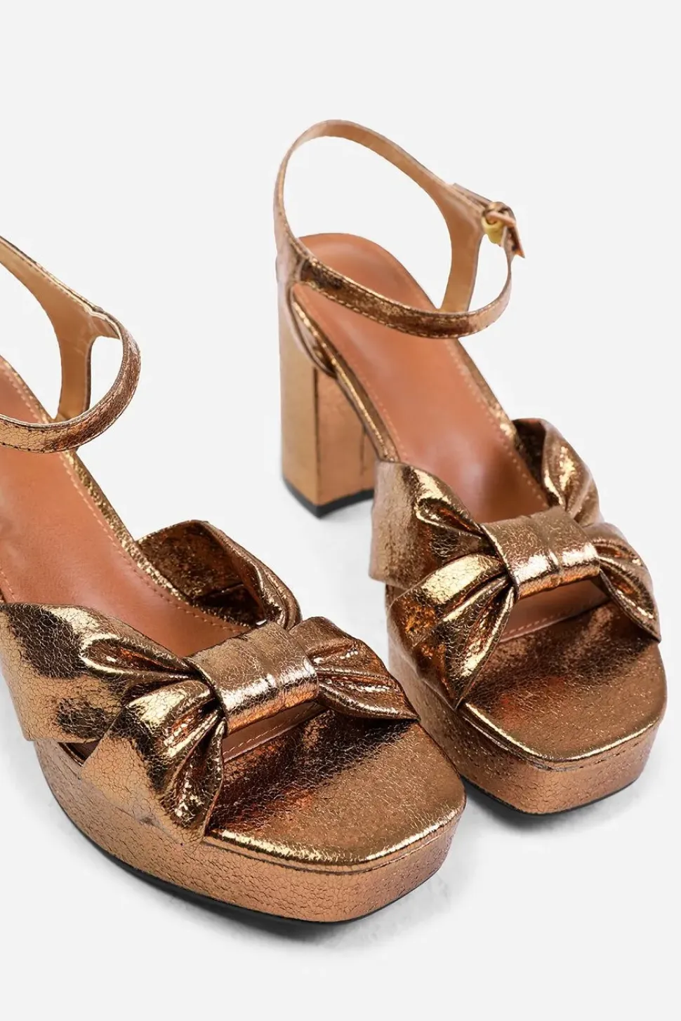 'Madon' Mid Block Heel With Plaftorm And Bow Detailing