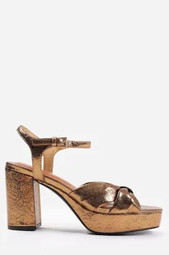 'Madon' Wide Fit Mid Block Heel With Plaftorm And Bow Detailing