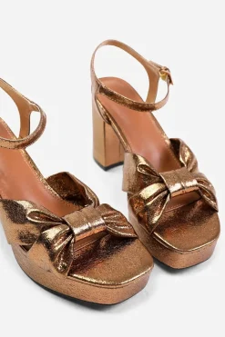'Madon' Wide Fit Mid Block Heel With Plaftorm And Bow Detailing