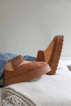 'Mango' Flatform Patchwork Faux Fur Lining Ankle Boot