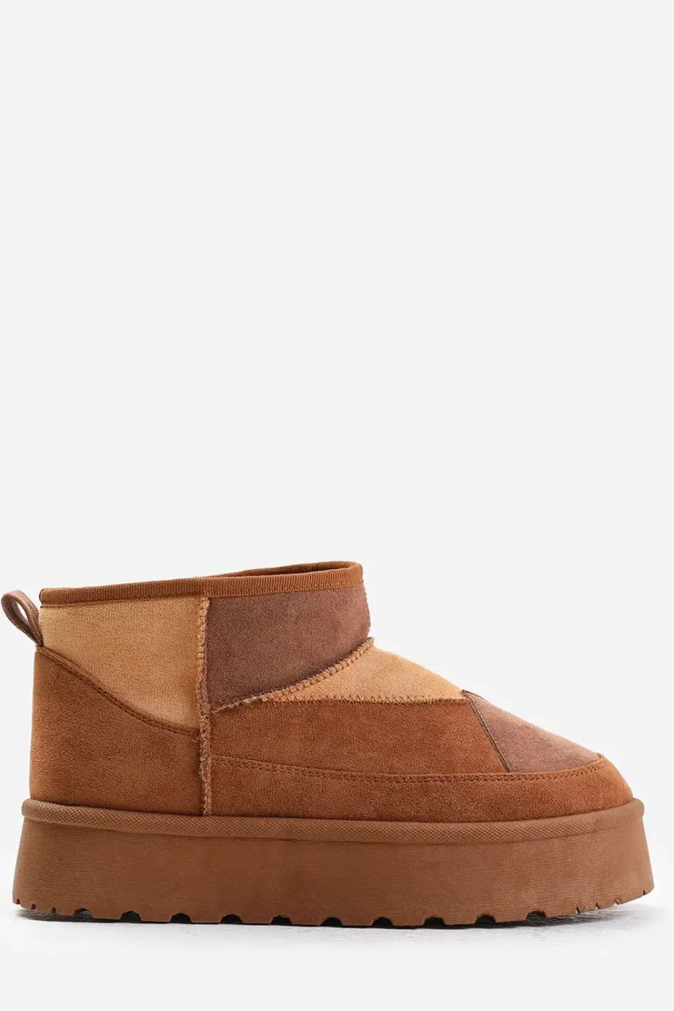'Mango' Flatform Patchwork Faux Fur Lining Ankle Boot