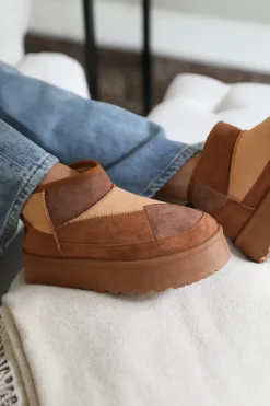 'Mango' Flatform Patchwork Faux Fur Lining Ankle Boot