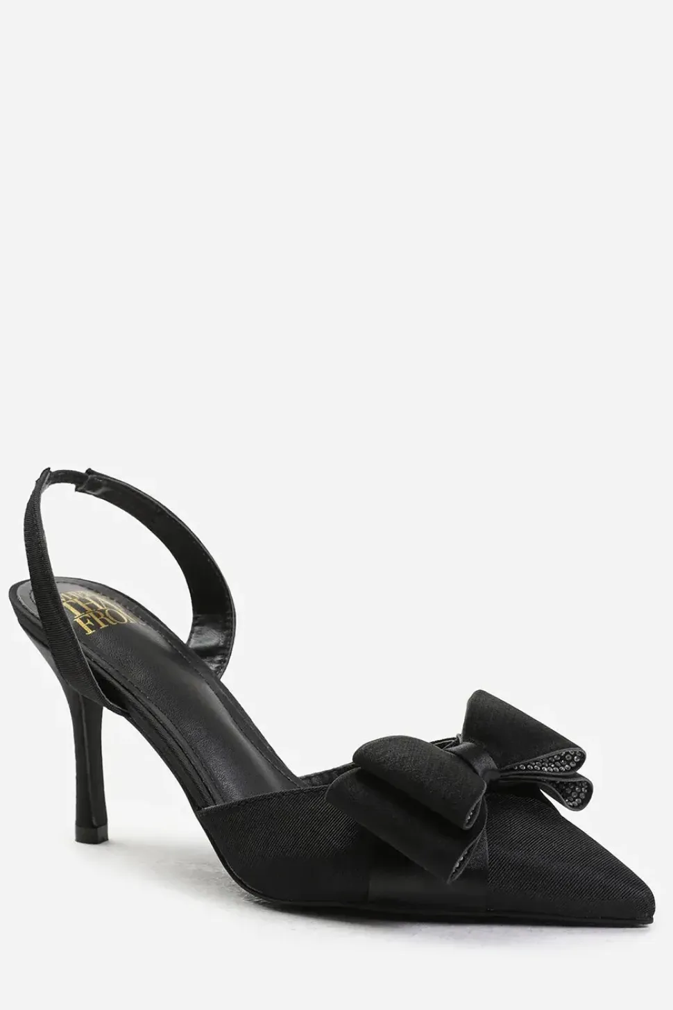'Manila' Pointed Toe With Diamante Bow Detailing Slingback Mid Heels