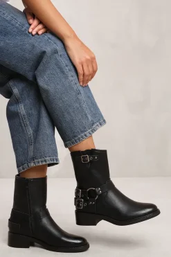 'Micah' Wide Fit Ankle Boot With Buckle Detailing
