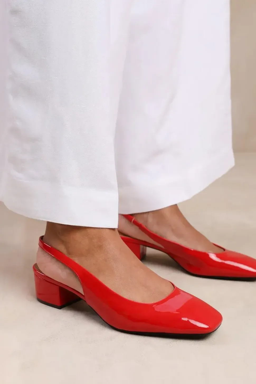 'Michigan' Square Toe Slingback Low Block Heels