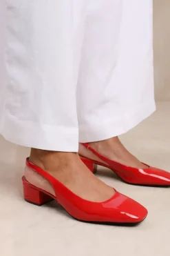 'Michigan' Wide Fit Square Toe Slingback Low Block Heels