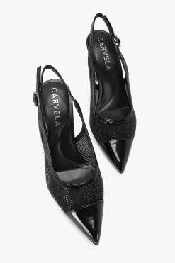 'Midnight Sling' Fabric Heels