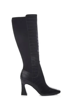 'Millea' Patent Mocc Croc Heeled Boots