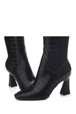'Millea' Patent Mocc Croc Heeled Boots