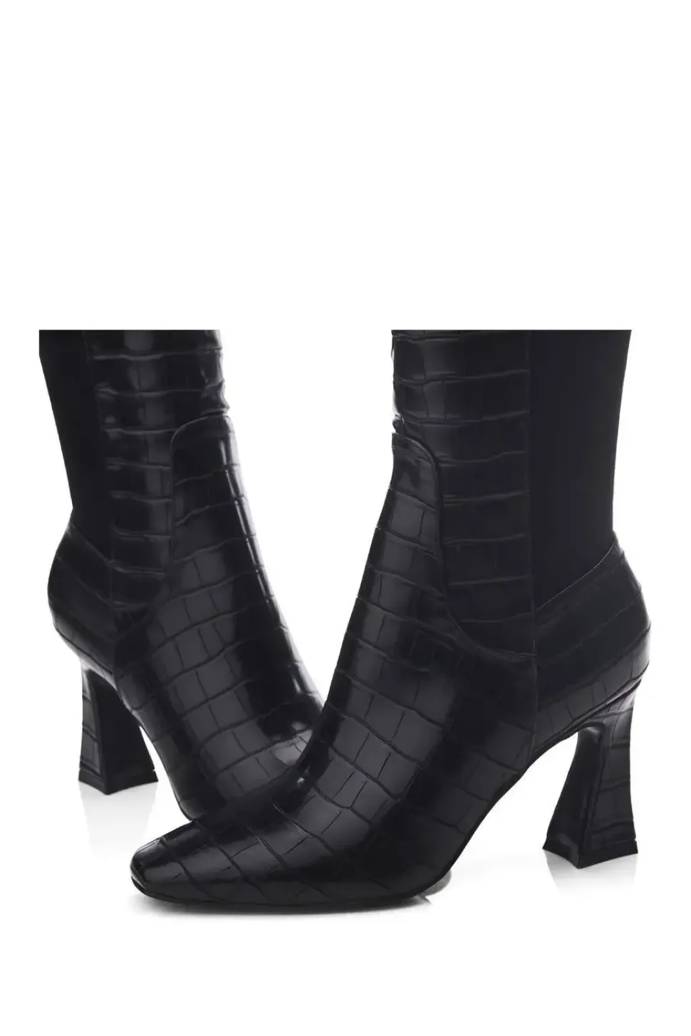 'Millea' Patent Mocc Croc Heeled Boots