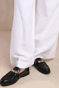 'Morocco' Slip On Loafers With Metal Detailing