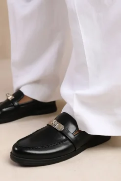 'Morocco' Slip On Loafers With Metal Detailing