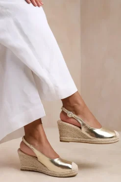 'Nevada' Slingback With Diamante Flower Buckle Espadrille Wedges