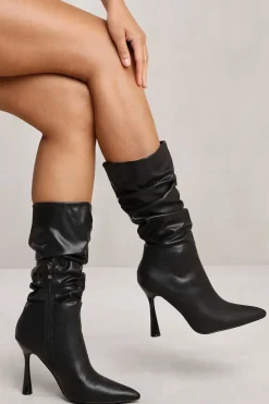 'Nevaeh' Mid Calf Slouch Boot With High Heel