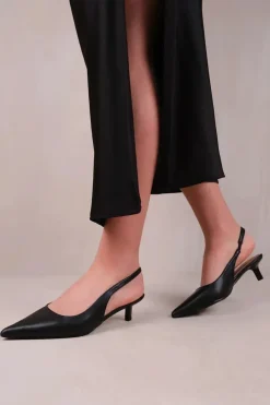 'New Form' Wide Fit Low Kitten Heels With Pointed Toe & Elastic Slingback