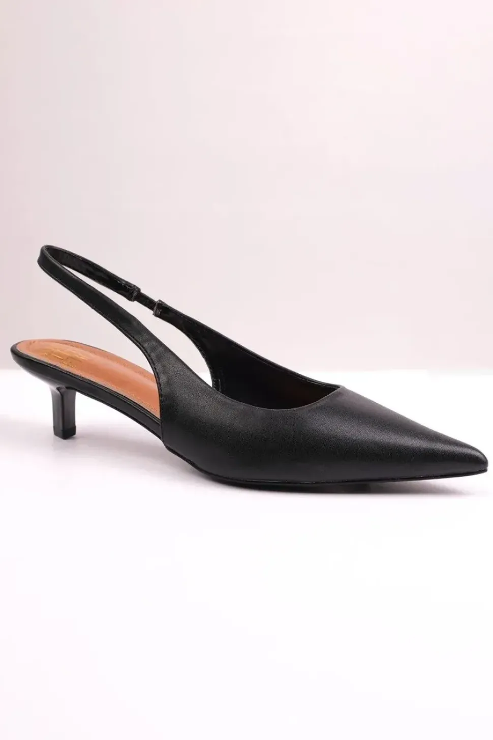'New' Form Low Kitten Heels With Pointed Toe & Elastic Slingback