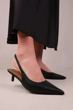'New' Form Low Kitten Heels With Pointed Toe & Elastic Slingback
