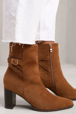 'North' Block Heel Boot With Buckle Detail