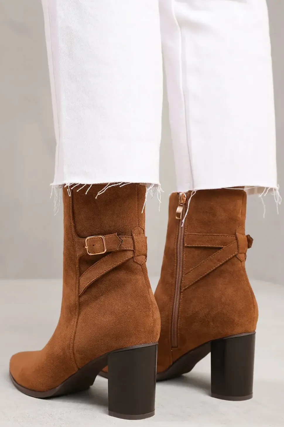 'North' Block Heel Boot With Buckle Detail