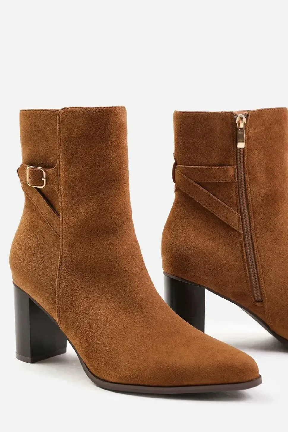 'North' Wide Fit Block Heel Boot With Buckle Detail
