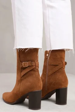 'North' Wide Fit Block Heel Boot With Buckle Detail
