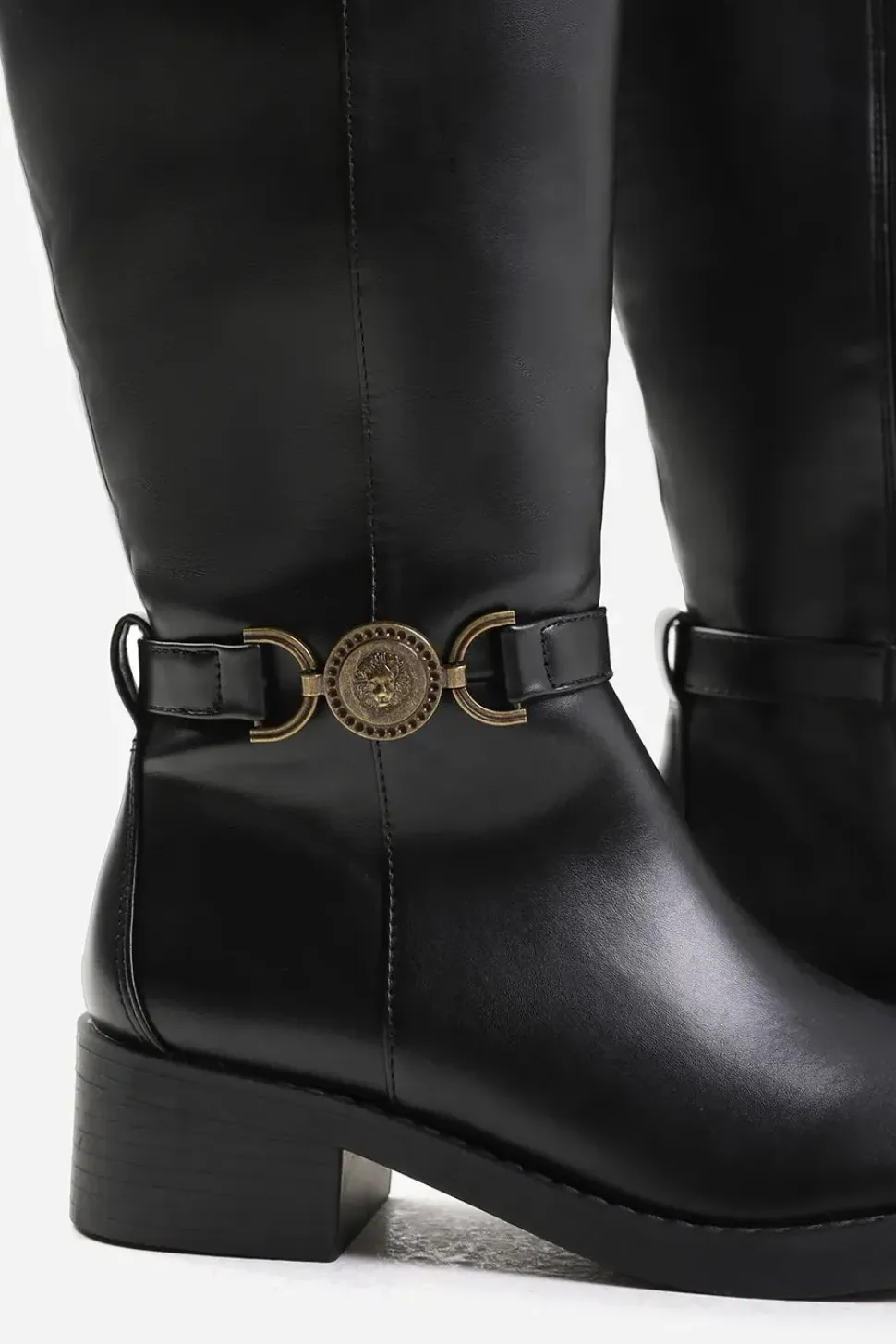 'Osana' Below Knee Boot With Gold Buckle Detail
