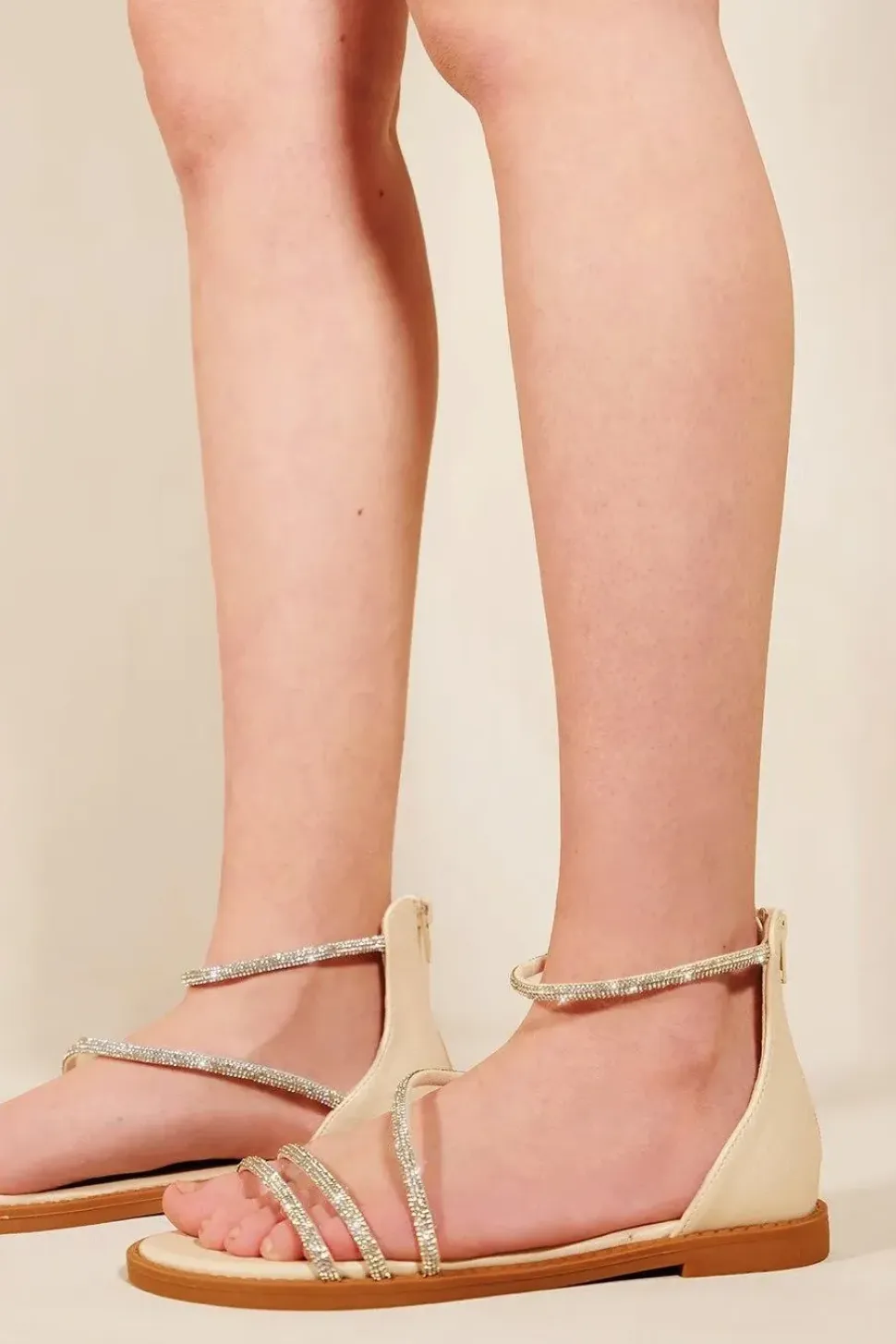 'Palmira' Flatform Strappy Sandals With Diamante Detail