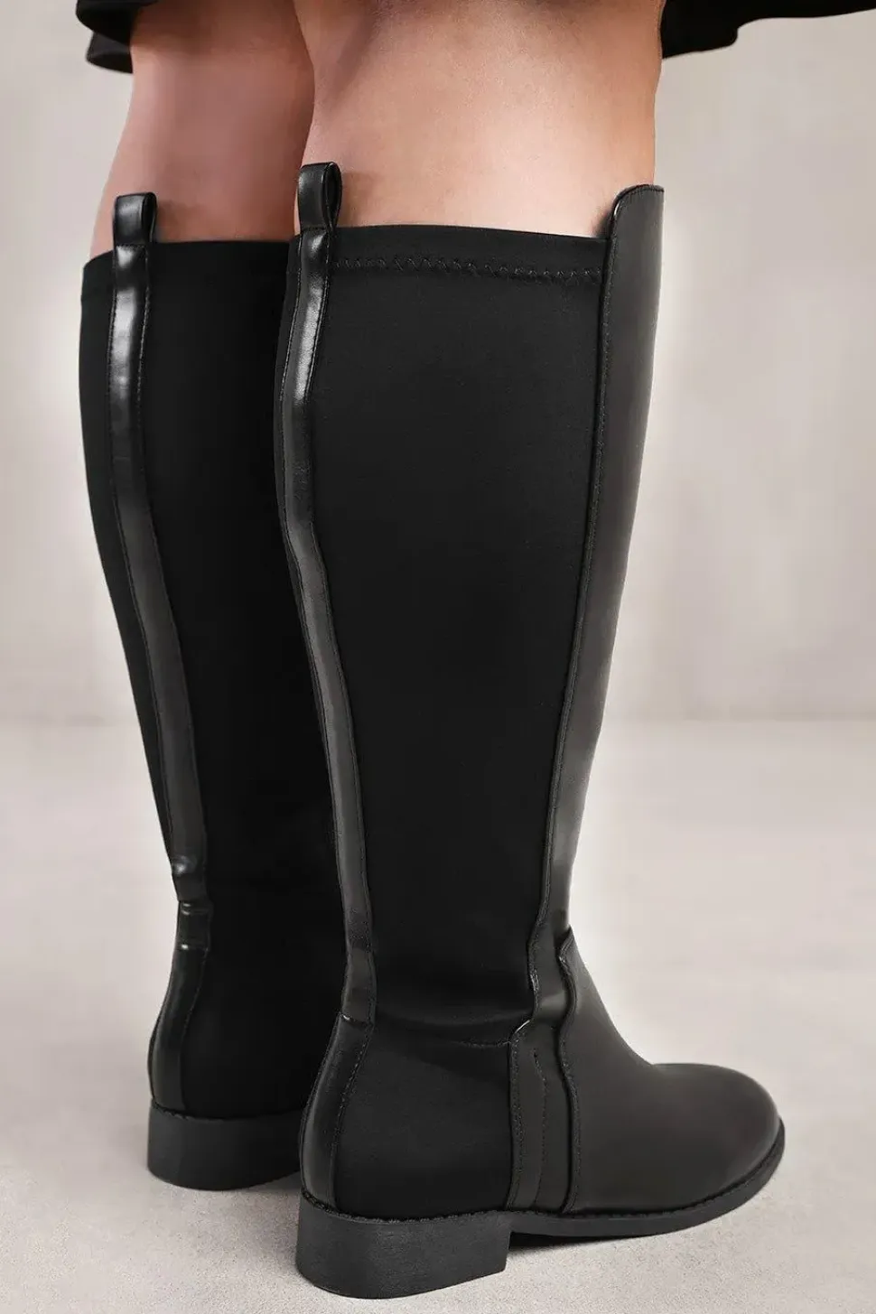 'Parker' Stretch Wide Calf Knee High Boots With Side Zip