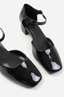 'Peony' Square Toe Low Block Heel With Strap