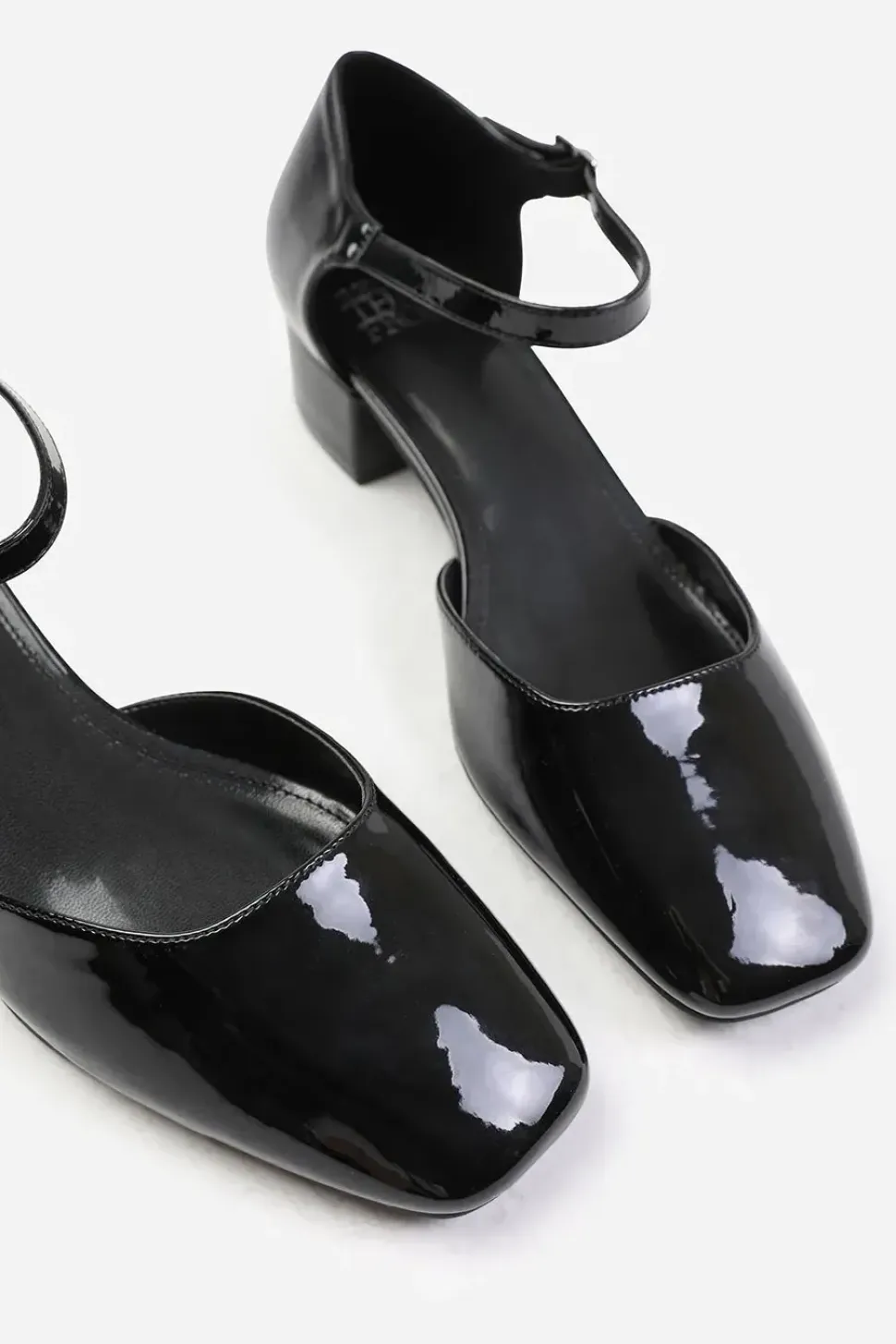 'Peony' Square Toe Low Block Heel With Strap