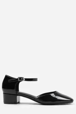 'Peony' Wide Fit Square Toe Low Block Heel With Strap