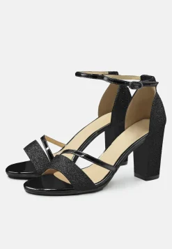 'Perla' Mid High Block Heel Sandals With Ankle Strap