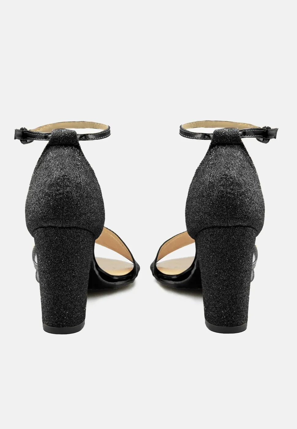 'Perla' Mid High Block Heel Sandals With Ankle Strap