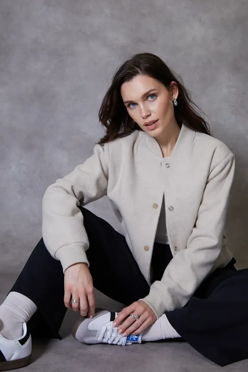 'Pheobo' Brushed Cropped Bomber Jacket