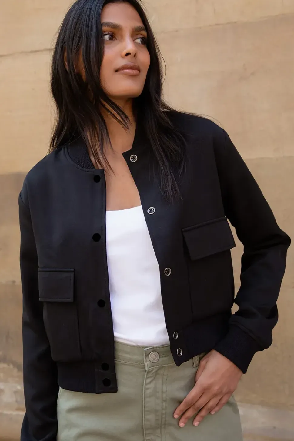 'Phia' Patch Pocket Utility Bomber Jacket