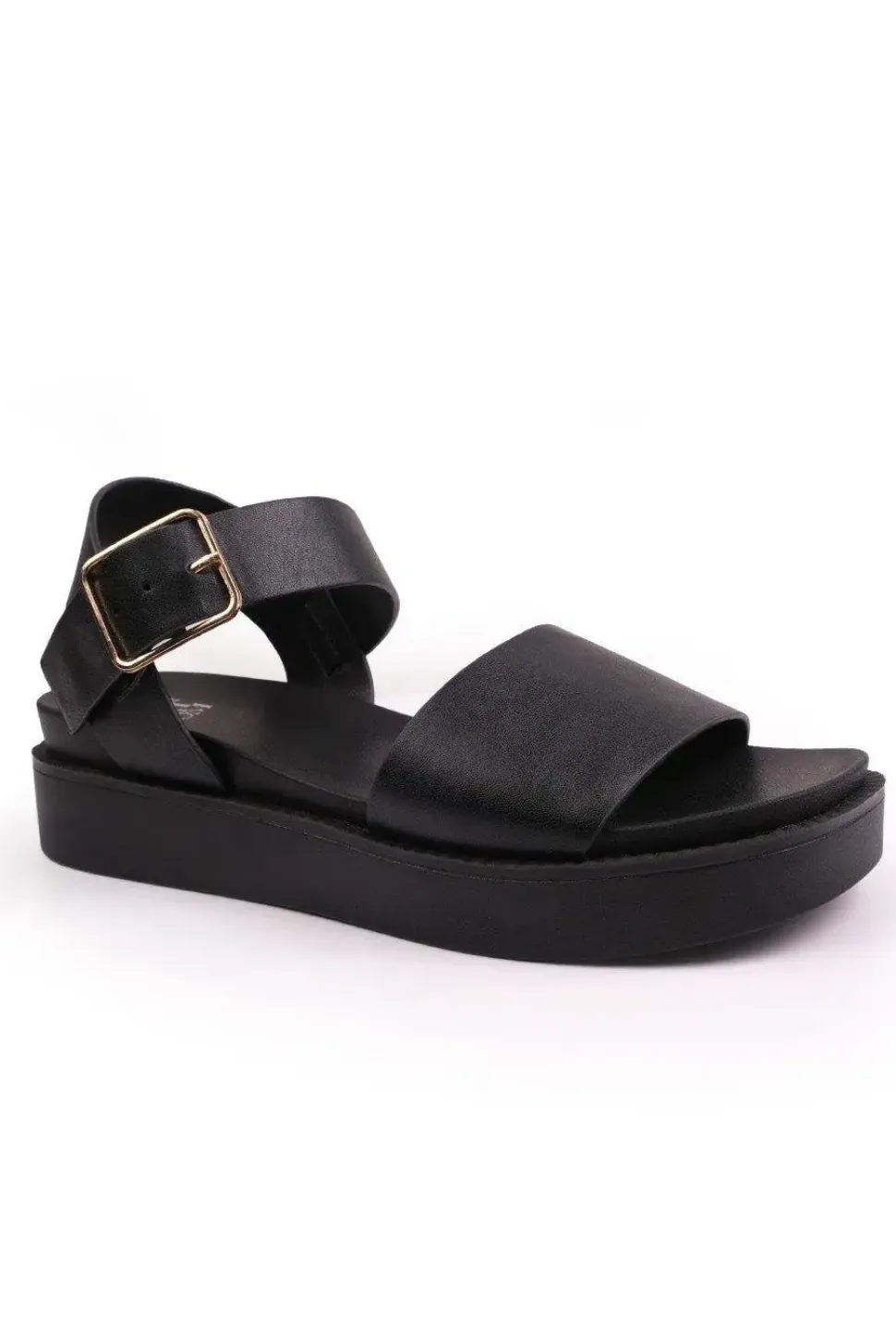 'Phoenix' Extra Wide Fit Classic Flat Sandals With Strap And Buckle Detail