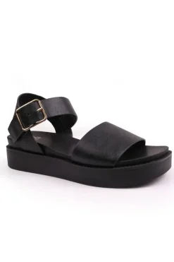 'Phoenix' Wide Fit Classic Flat Sandals With Strap And Buckle Detail