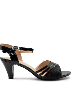 'Portugal' Wide Fit Low Heel Sandals Buckle Ankle Strap