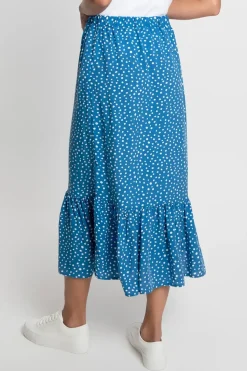 'Rain' Frill Hem Midi Skirt With Drawstring Waist