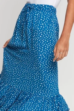 'Rain' Frill Hem Midi Skirt With Drawstring Waist