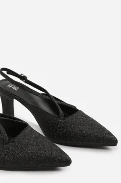 'Raizel' Pointed Toe Low Block Heel With Cross Over Ankle Strap