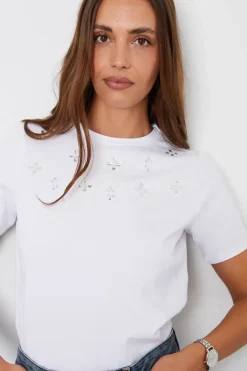 'Rose' Embellished Cotton T-Shirt