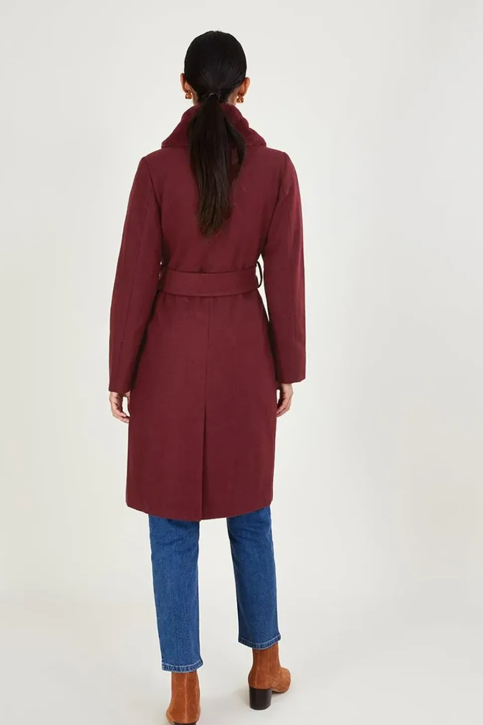 'Rufus' Fur Collar Belted Coat