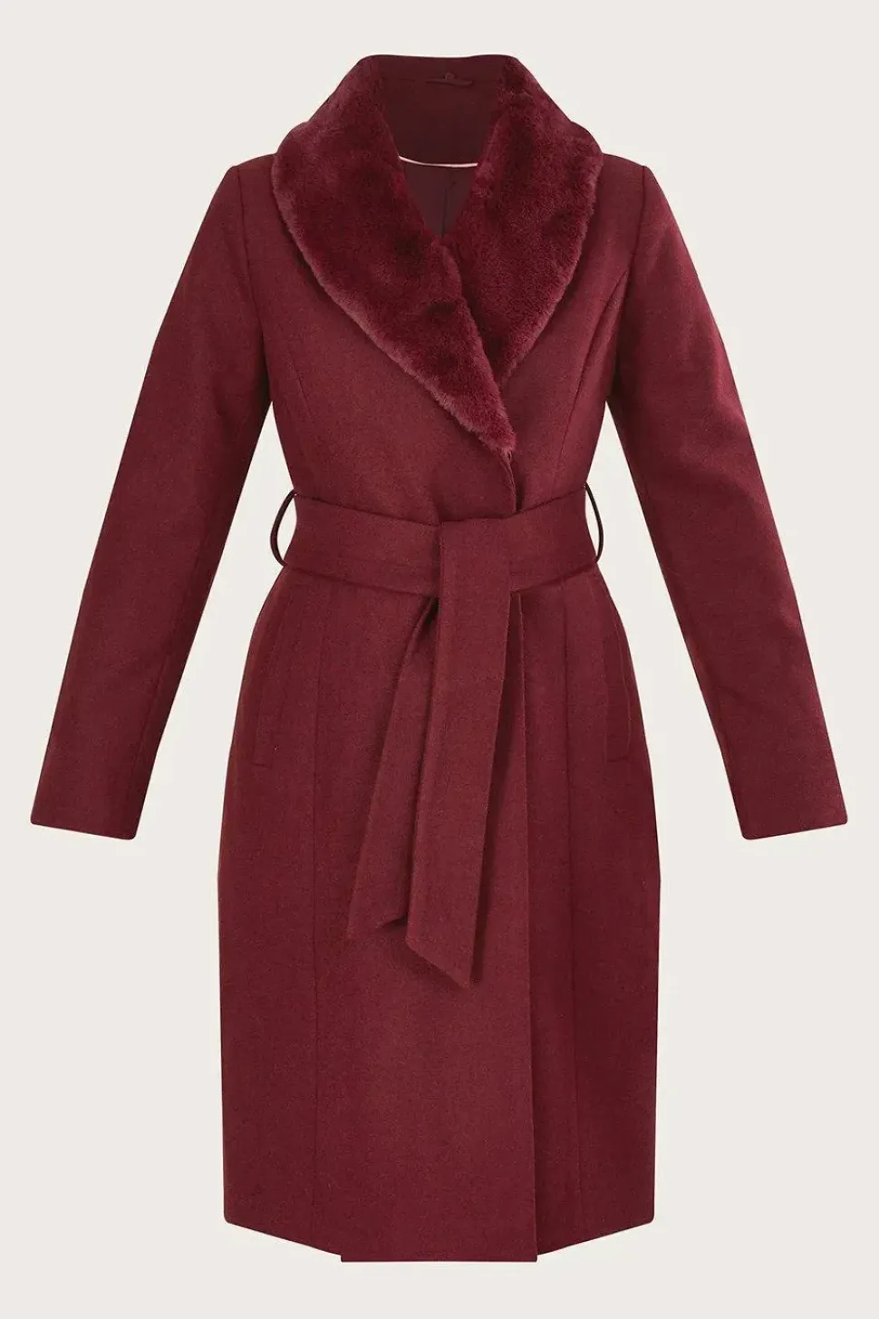 'Rufus' Fur Collar Belted Coat