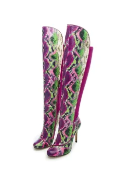 'Savi' Snake Print Leather Over The Knee Boots