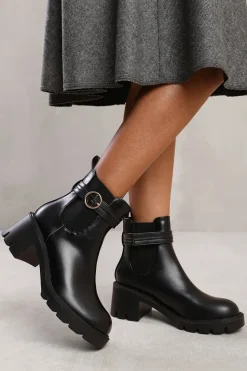 'Seena' Ankle Boot With Chunky Sole And Buckle Detail