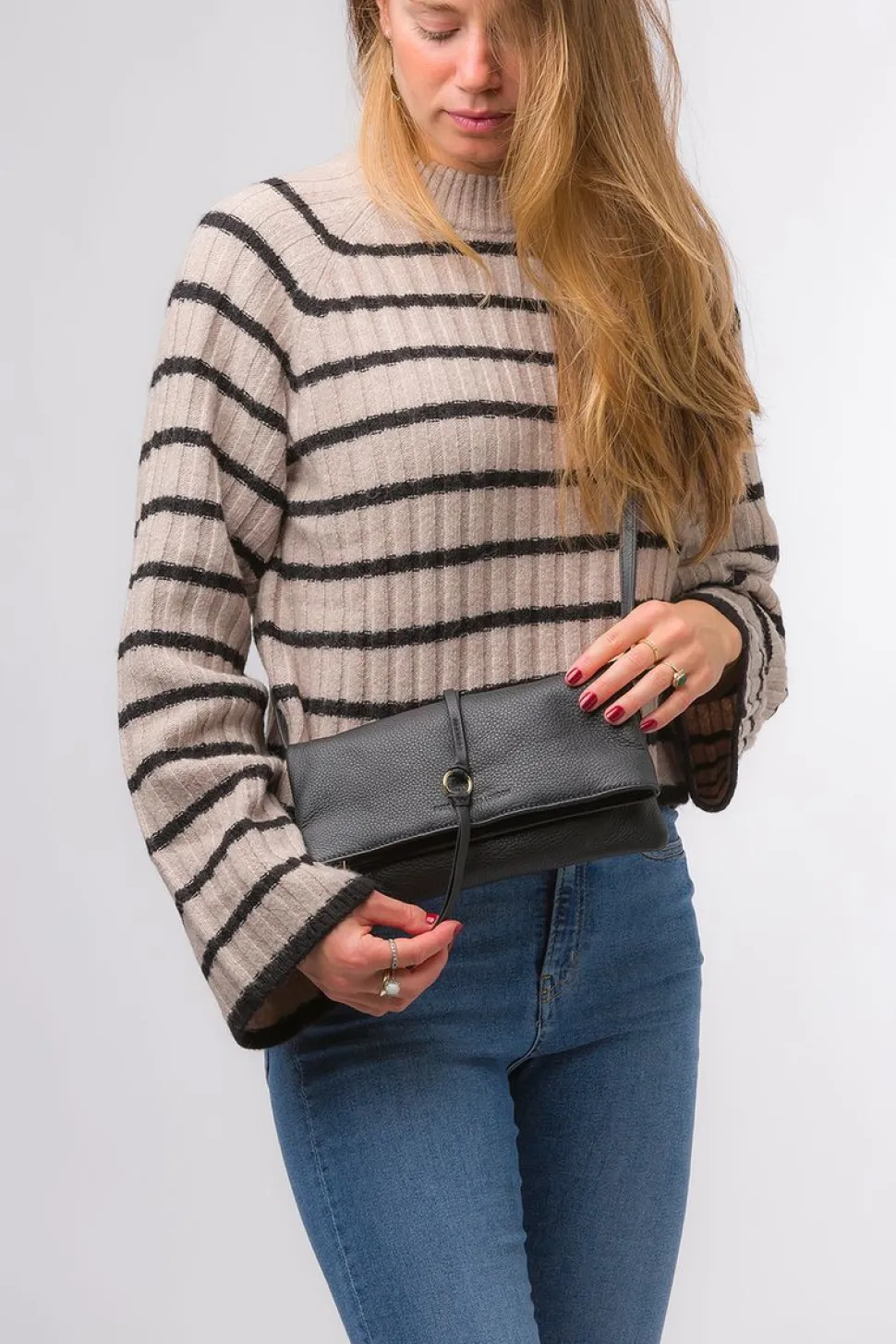 'Selene' Nappa Leather Cross Body Clutch Bag